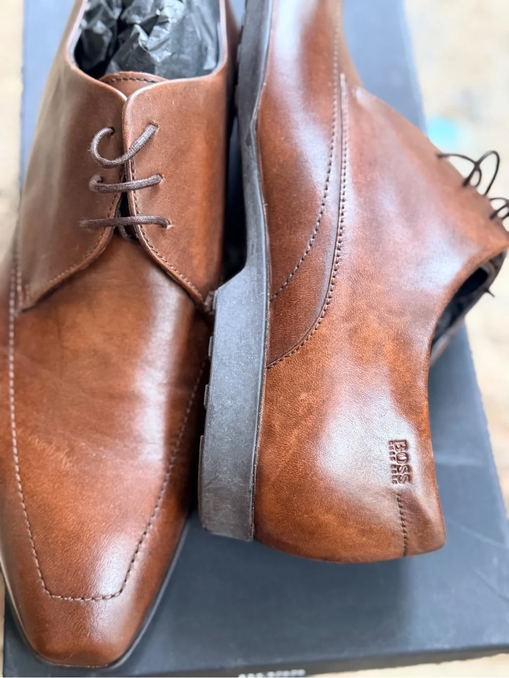 Hugo Boss Brown Leather Derby Shoes